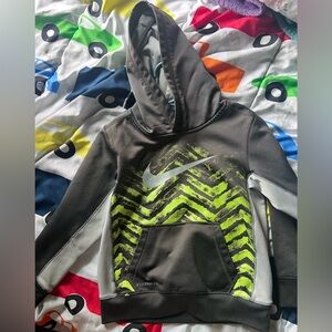 Nike Kids' Black and Neon Green Hoodie